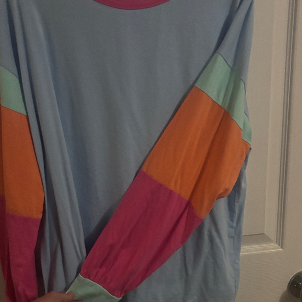 SHEIN Colorblock Sweatshirt - Blue, Pink, Orange, Mint size Medium - Picture 5 of 7